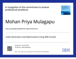 IBM Career Badge: Code Generation & Optimization (IBM Granite)