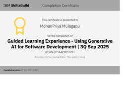 IBM SkillsBuild: Using Generative AI for Software Development