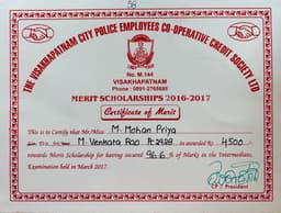 Merit Scholarship Certificate